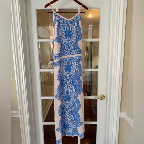 Dresses & Skirts - Mediterranean Blue Pink  Maxi Dress Spaghetti Strap Euro Summer Boho  Chic S